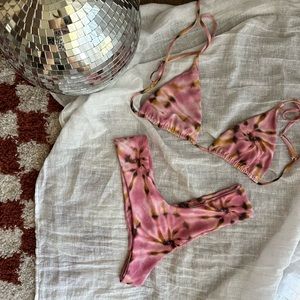Skatie pink tie dye bikini set - Mandi bottom + Ella top